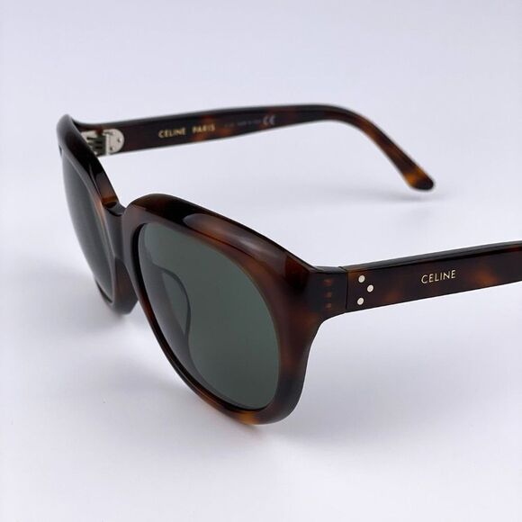 NEW CELINE CL40071F 56N Dark Havana Green Round Women Sunglasses - Picture 4 of 11